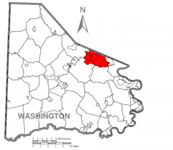Map of Washington County, Pennsylvania highlighting Peters Township