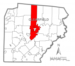 Map of Clearfield County, Pennsylvania highlighting Lawrence Township