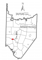 Map of Armstrong County, Pennsylvania highlighting Cadogan Township