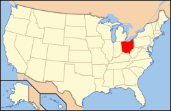 Location of Ohio in the United States