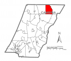 Map of Cambria County, Pennsylvania highlighting White Township