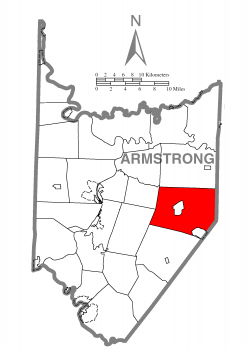 Map of Armstrong County, Pennsylvania highlighting Cowanshannock Township