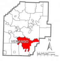 Map of Venango County, Pennsylvania highlighting Rockland Township