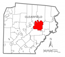 Map of Clearfield County, Pennsylvania highlighting Bradford Township