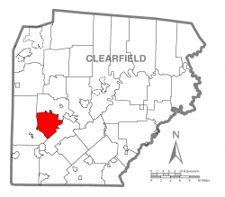 Map of Clearfield County, Pennsylvania highlighting Greenwood Township