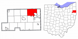 Location of Youngstown in Mahoning County and state of Ohio
