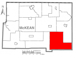Map of McKean County, Pennsylvania highlighting Norwich Township