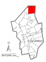Map of Columbia County, Pennsylvania highlighting Sugarloaf Township
