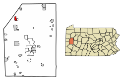 Location of Slippery Rock in Butler County, Pennsylvania.