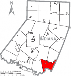 Map of Indiana County, Pennsylvania Highlighting East Wheatfield Township