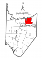 Map of Armstrong County, Pennsylvania highlighting Mahoning Township