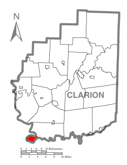 Map of Clarion County, Pennsylvania highlighting Brady Township