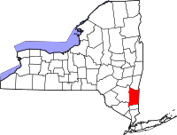 Map of New York highlighting Dutchess County