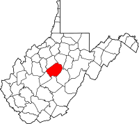 Map of West Virginia highlighting Braxton County
