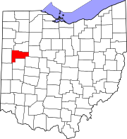 Map of Ohio highlighting Auglaize County