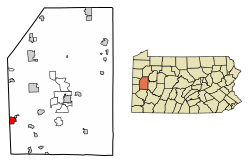 Location of Zelienople in Butler County, Pennsylvania.