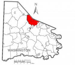 Map of Washington County, Pennsylvania highlighting Cecil Township