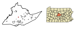 Location of Unionville in Centre County, Pennsylvania.