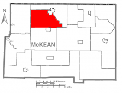 Map of McKean County, Pennsylvania highlighting Bradford Township