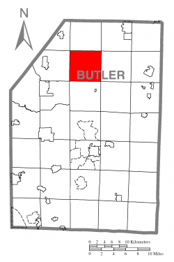 Map of Butler County, Pennsylvania highlighting Cherry Township