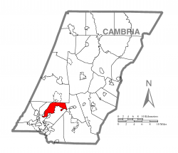 Map of Cambria County, Pennsylvania highlighting East Taylor Township