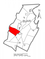 Map of Blair County, Pennsylvania highlighting Allegheny Township