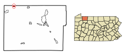 Location of Bear Lake in Warren County, Pennsylvania.