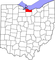 Map of Ohio highlighting Erie County