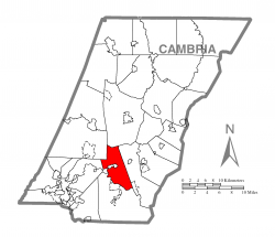 Map of Cambria County, Pennsylvania highlighting Croyle Township