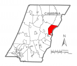 Map of Cambria County, Pennsylvania highlighting Gallitzin Township