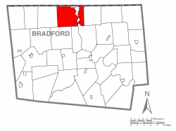 Map of Bradford County with Athens Township highlighted