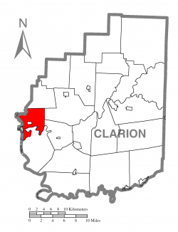 Map of Clarion County, Pennsylvania highlighting Richland Township