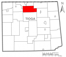 Map of Tioga County Highlighting Farmington Township