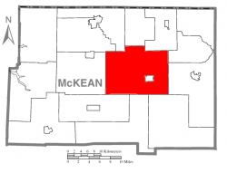 Map of McKean County, Pennsylvania highlighting Keating Township