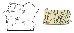 Location of Vanderbilt in Fayette County, Pennsylvania.