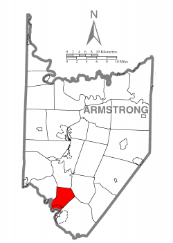 Map of Armstrong County, Pennsylvania highlighting Parks Township