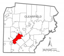 Map of Clearfield County, Pennsylvania highlighting Ferguson Township