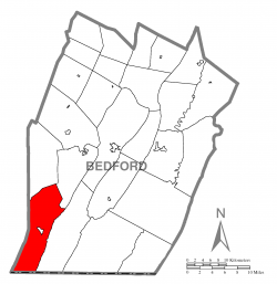Map of Bedford County, Pennsylvania highlighting Londonderry Township
