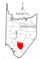 Map of Armstrong County, Pennsylvania highlighting Burrell Township
