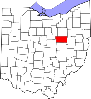 Map of Ohio highlighting Holmes County