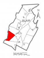 Map of Blair County, Pennsylvania highlighting Juniata Township