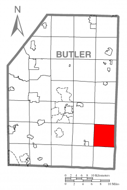 Map of Butler County, Pennsylvania highlighting Winfield Township
