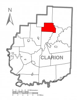 Map of Clarion County, Pennsylvania highlighting Knox Township