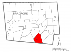 Map of Bradford County with Albany Township highlighted