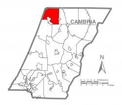 Map of Cambria County, Pennsylvania highlighting Susquehanna Township