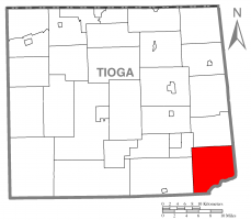 Map of Tioga County Highlighting Union Township