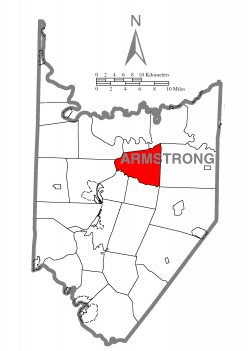 Map of Armstrong County, Pennsylvania highlighting Boggs Township