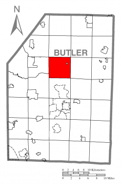 Map of Butler County, Pennsylvania highlighting Clay Township