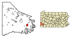 Location of Bentleyville in Washington County, Pennsylvania.