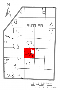 Map of Butler County, Pennsylvania highlighting Butler Township